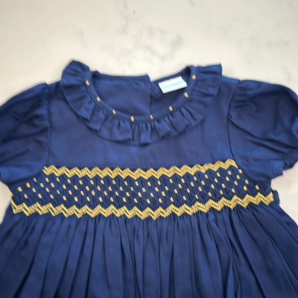 Edgehill 24M smocked navy dress - Picture 2 of 3